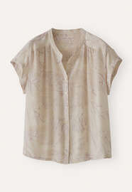 Bedruckte kastige Bluse, Blasses Taupe, webstill