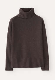 Rollkragenpullover, Maronenbraun, webstill