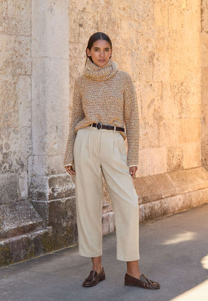 Schmal zulaufende Hose, Kamelgrau, completeTheLook