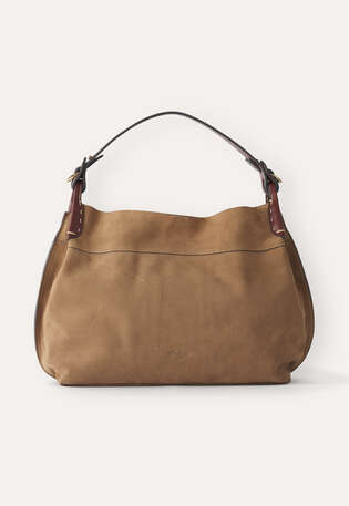 Gro&szlig;e Schultertasche, Blasses Taupe, webstill