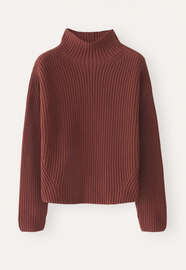 Pullover mit Trichterkragen, Pflaume, webstill