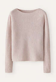 Pullover mit U-Boot-Ausschnitt, Rosa/Rehbraun, webstill