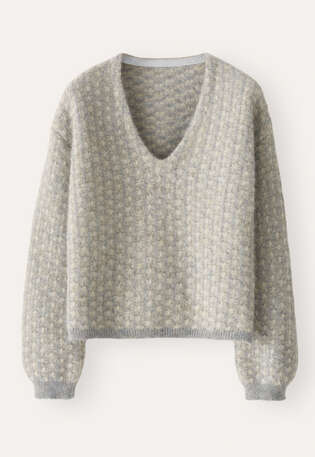 Gemusterter Pullover, Gefrostetes Rehbraun, webstill