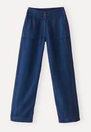 Entspannt geschnittene Hose mit geradem Bein, Petrolblau, webstill