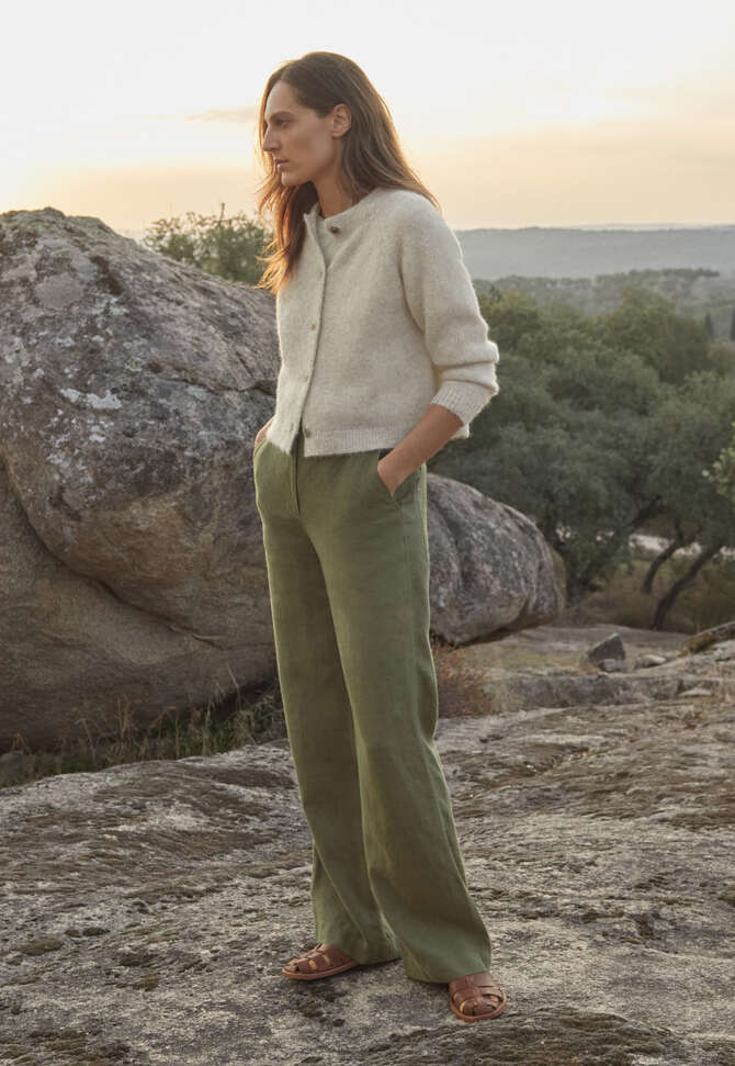 Entspannte Hose mit geradem Bein, Waldgr&uuml;n, completeTheLook