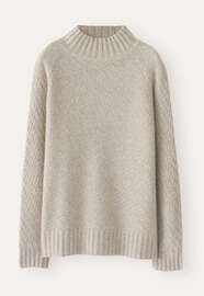 Pullover mit Trichterkragen, Kiesel, webstill