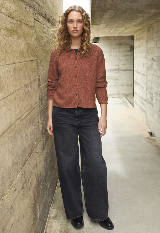 Cardigan im Perlmuster, Chili/Orange, completeTheLook