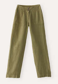 Entspannt geschnittene Hose mit geradem Bein, Oliv, webstill