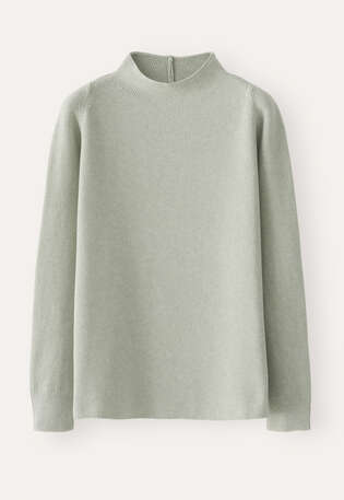 Trichterkragen-Pullover, Frostiges Salbei, webstill
