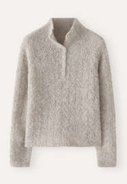 Pullover mit gekn&ouml;pftem Kragen, Natur/Grau, webstill