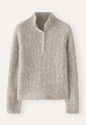 Pullover mit gekn&ouml;pftem Kragen, Natur/Grau, webstill