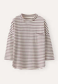 Gestreiftes Top, Zwetschge/Creme, webstill