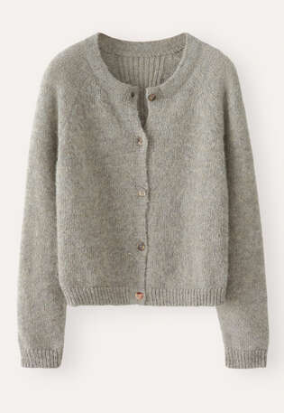 Cardigan mit Raglan&auml;rmeln, Steingrau, webstill