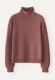 Pullover mit Trichterkragen, Chili-Pflaume, webstill