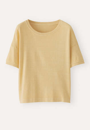 T-Shirt, Buttergelb, webstill