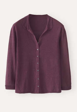 Cardigan mit Kragen, Dunkle Pflaume, webstill