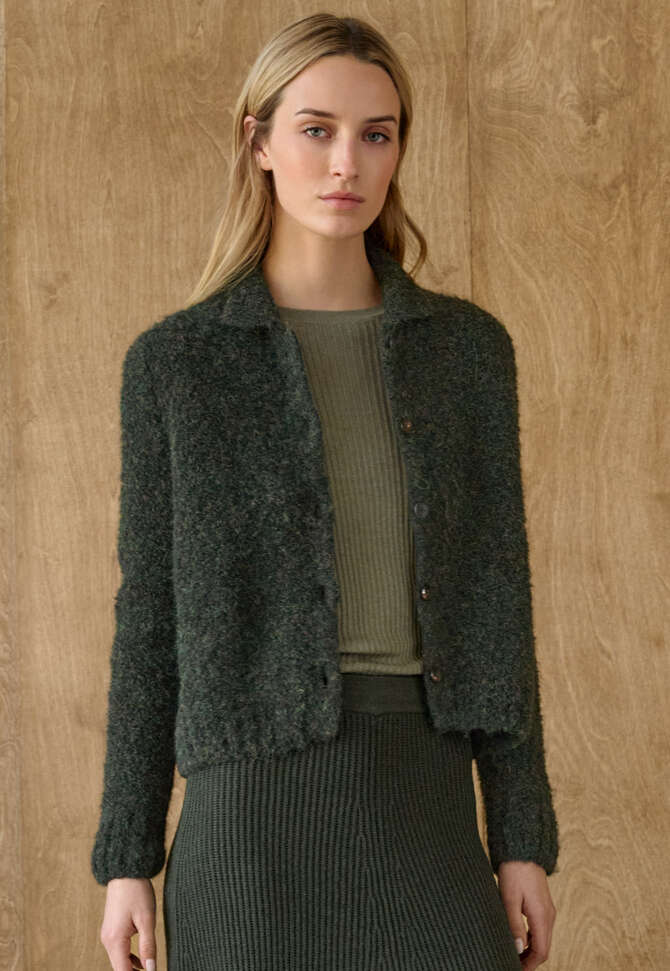 Cardigan mit Kragen, Dunkles Waldgr&uuml;n, completeTheLook