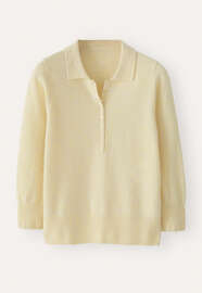 Pullover mit Kragen, Zitrone/Rehbraun, webstill