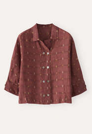 Bluse aus geklipptem Dobby, Dunkles Terrakotta, webstill