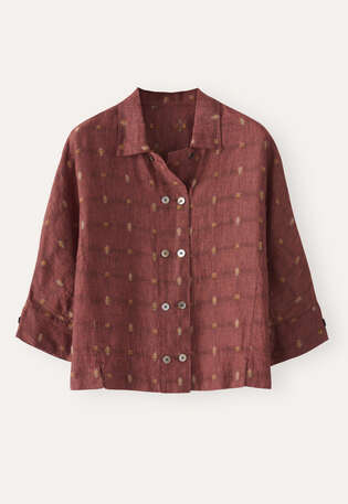 Bluse aus geklipptem Dobby, Dunkles Terrakotta, webstill