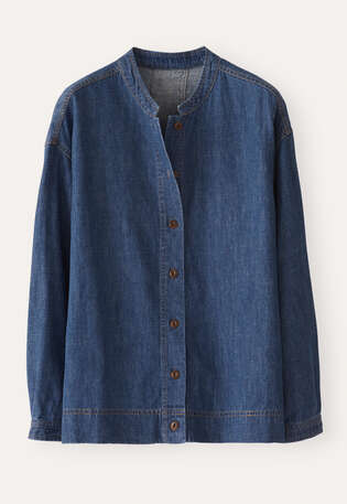 Indigo-Overshirt, Dunkles Denimblau, webstill