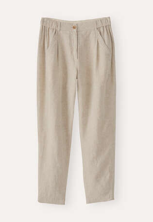 K&uuml;rzere, schmal zulaufende Hose, Natur, webstill