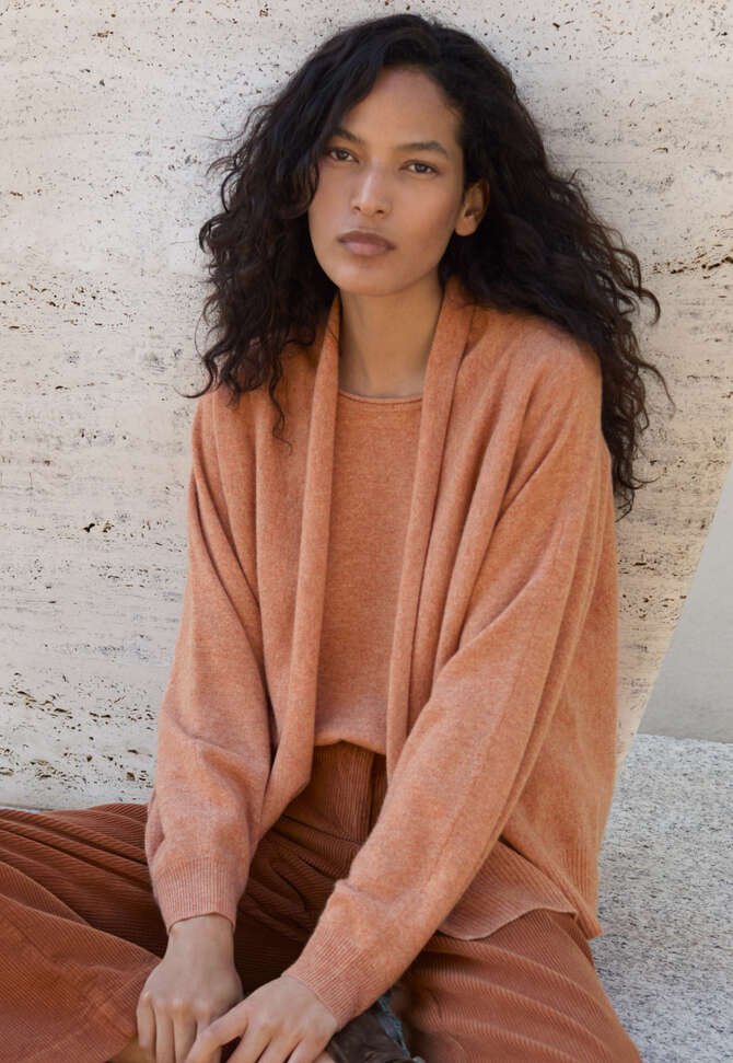 Schalkragen-Cardigan, Apricot, completeTheLook