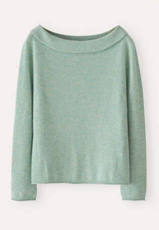 Pullover mit U-Boot-Kragen, Mint/Aqua, webstill