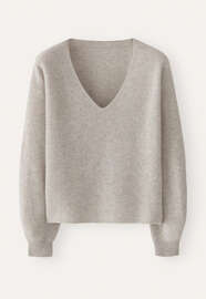 Pullover mit V-Ausschnitt, Kiesel, webstill