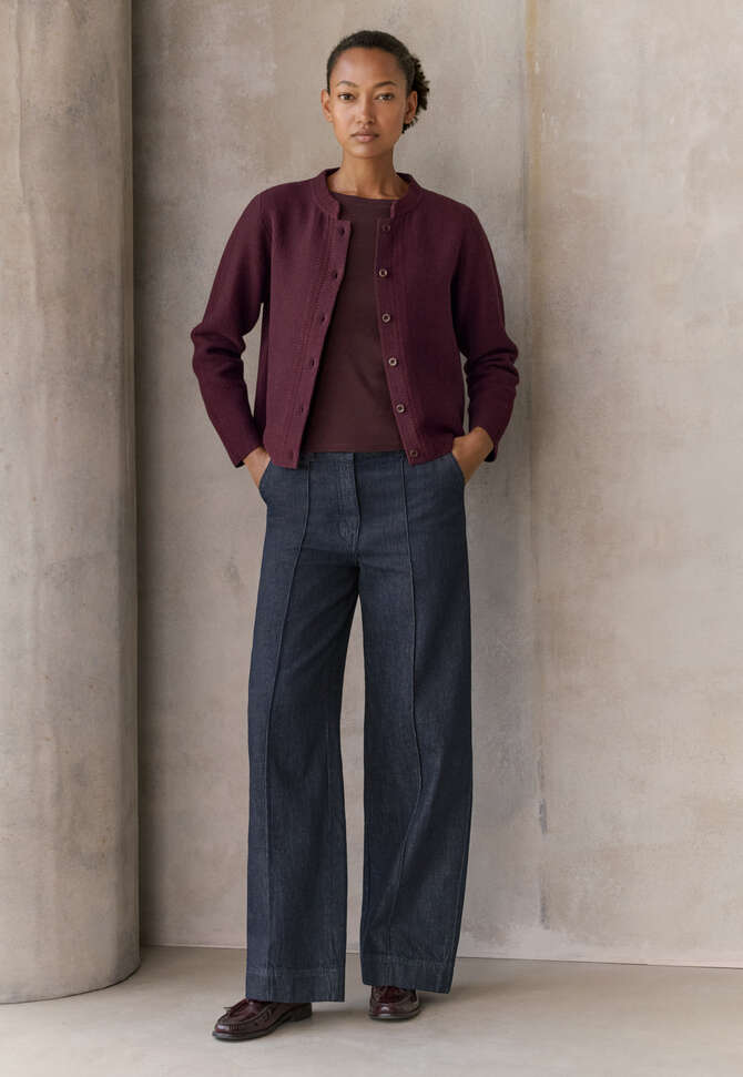 Inlaymuster-Cardigan, Brombeere, completeTheLook