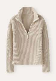 Pullover mit Rei&szlig;verschluss, Sandstein, webstill
