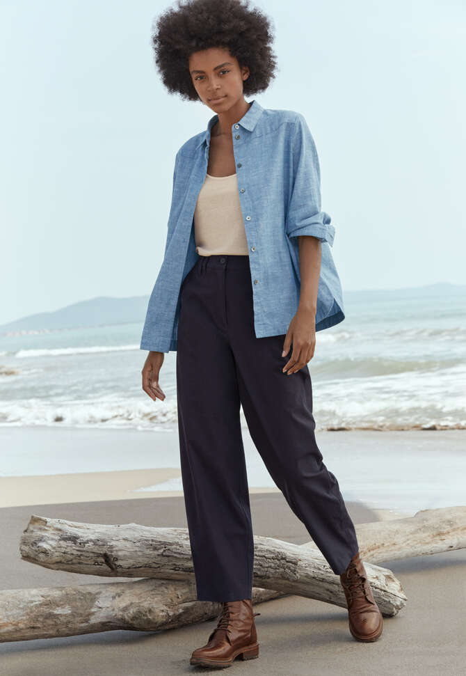Overshirt mit geschwungenem Saum, Marineblau, completeTheLook