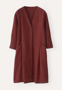 Kleid mit V-Ausschnitt, Chilibraun, webstill