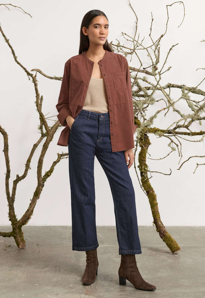 Feincord-Hemd mit Latzeinsatz, Dunkles Rouge, completeTheLook