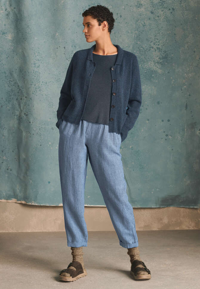 Schmal zulaufende Hose, Petrolblau, completeTheLook