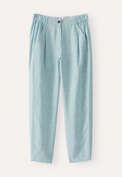 K&uuml;rzere, schmal zulaufende Hose, Blasses Ozeanblau, webstill