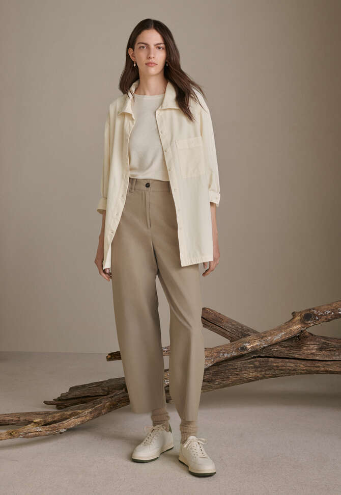 Bluse mit Trichterkragen, Creme, completeTheLook
