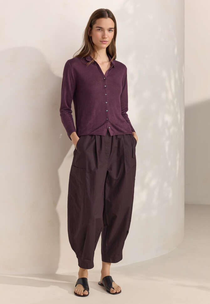 Cardigan mit Kragen, Dunkle Pflaume, completeTheLook