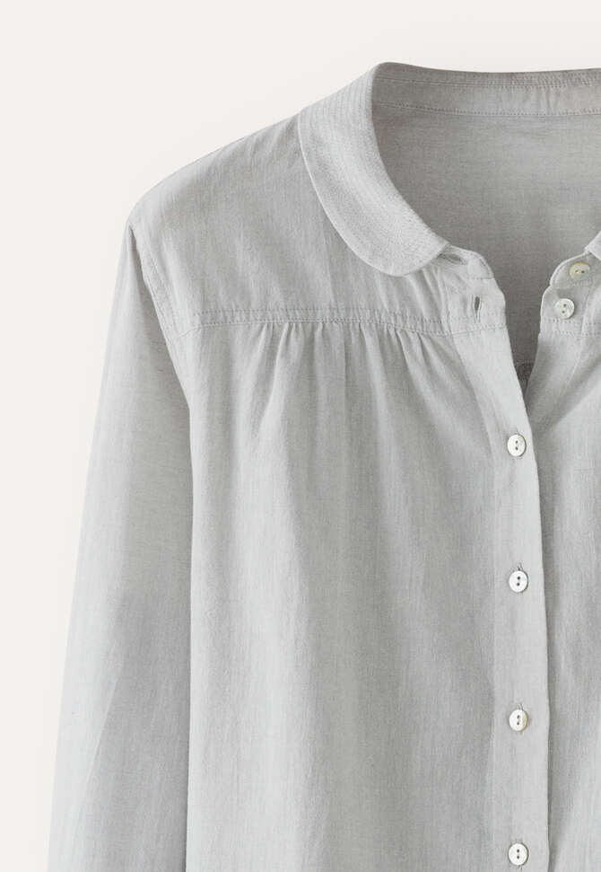 Bluse mit rundem Kragen, Aquagrau, completeTheLook