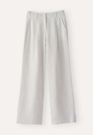 Hose mit Faltenfront, Eisgrau, webstill
