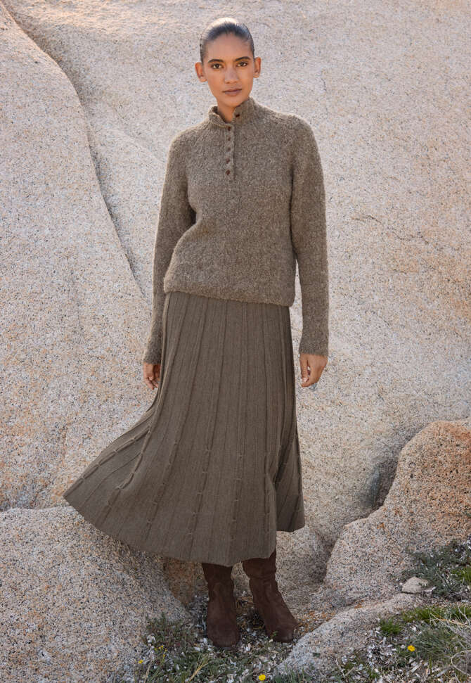 Pullover mit gekn&ouml;pftem Kragen, Dunkles Taupe, completeTheLook