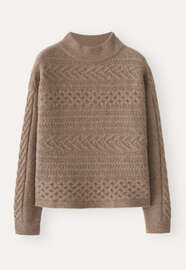 Pullover mit Zopfmuster, Caf&eacute; Latte, webstill