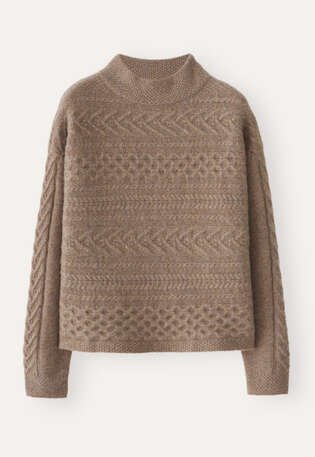 Pullover mit Zopfmuster, Caf&eacute; Latte, webstill