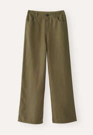 Weitbeinige Jeans, Dunkles Khaki, webstill
