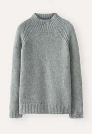 Raglanpullover mit Trichterkragen, Frostiges Blau, webstill