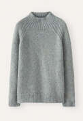 Raglanpullover mit Trichterkragen, Frostiges Blau, webstill