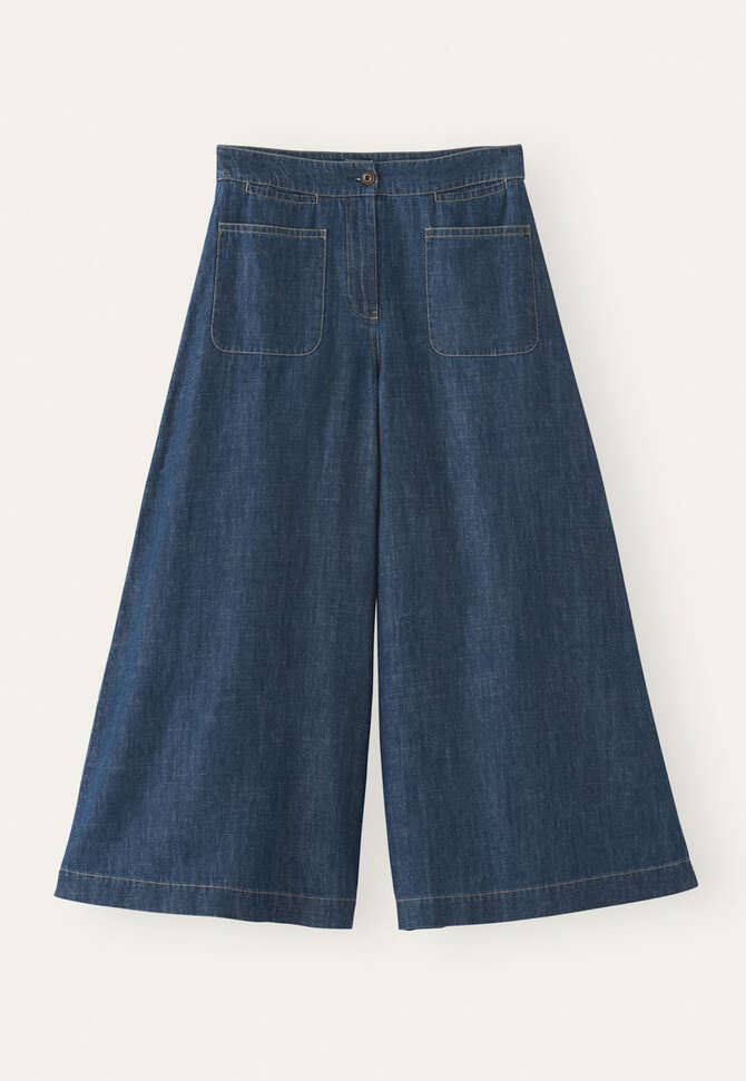 Indigo-gef&auml;rbte Culottes, Dunkles Denimblau, completeTheLook