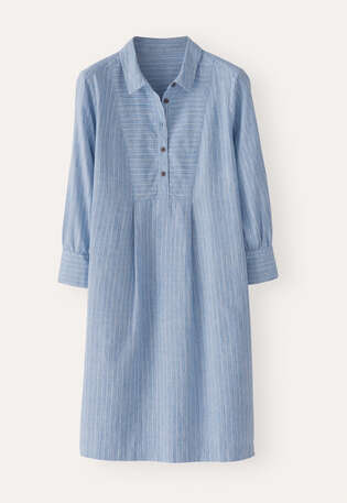 Kleid mit Latzeinsatz, Kornblumenblau, webstill