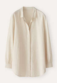 Bluse mit geschwungenem Saum, Hellnatur, webstill