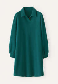 Kleid mit Knopfverschluss, Flaschengr&uuml;n-Aquamarin, webstill